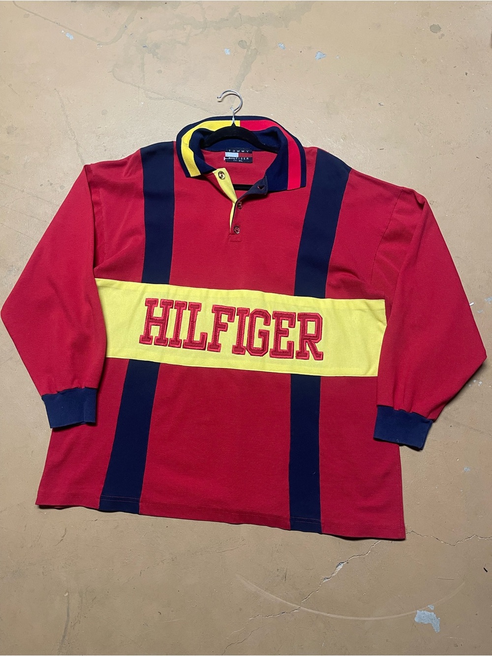 Rare Vintage Tommy Hilfiger Archive Spellout Rugby XL